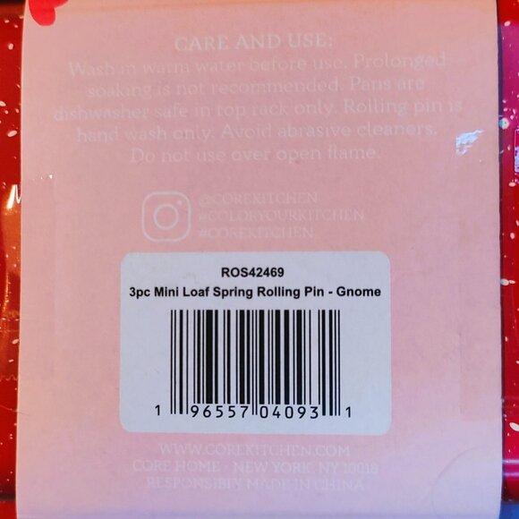 3 Piece Mini Bakeware Set Valentine Gnome Loaf Pan, Spring Form Pan, Rolling Pin - Picture 3 of 3